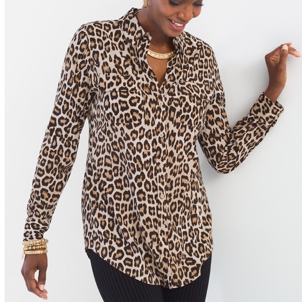 Chico’s Silky Soft Leopard Print Top